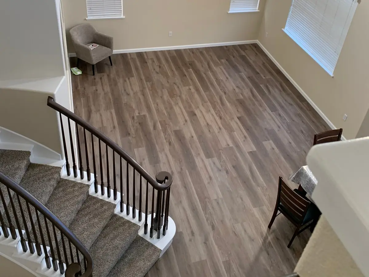Luxury vinyl plank on a landing