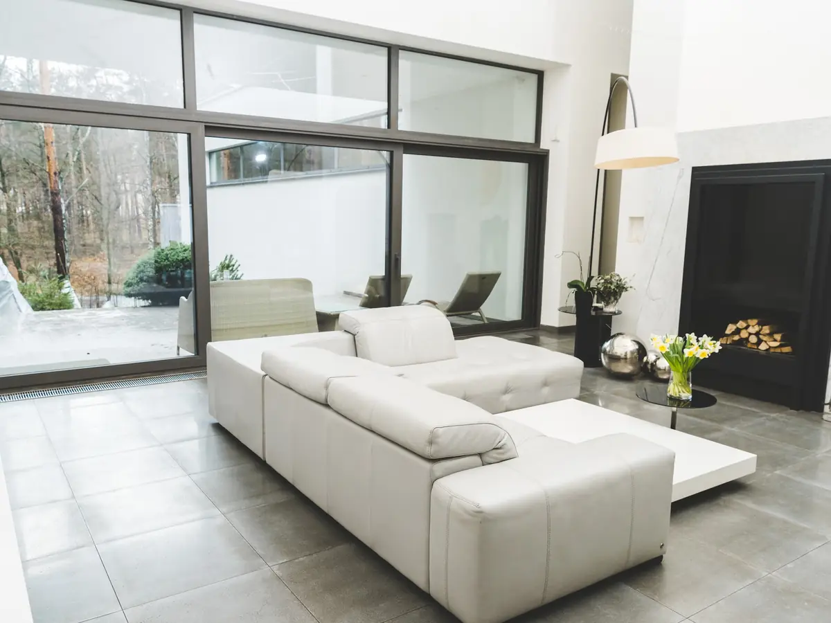 Tile floor in a living room